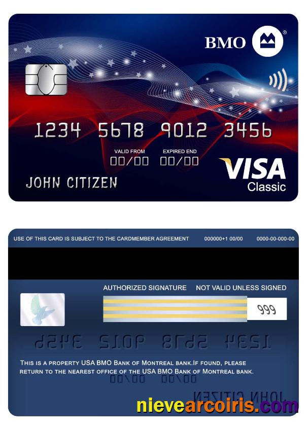 USA BMO Bank of Montreal bank visa classic card